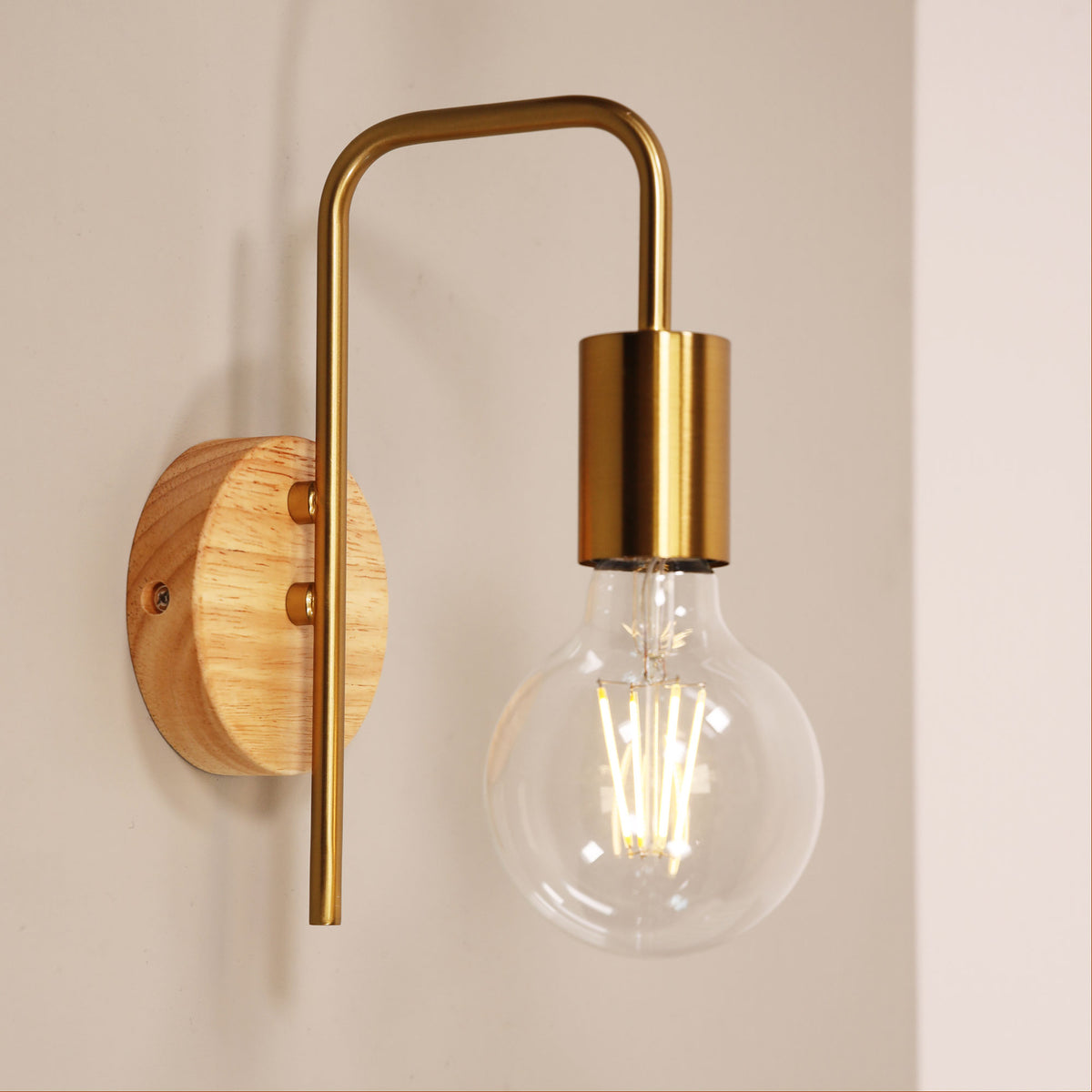 Real Timber Wall Light - Lane Wall Brass