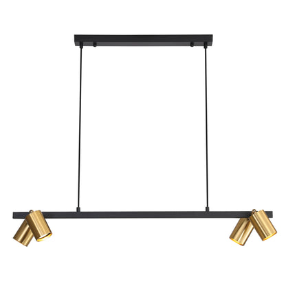Black and Satin Brass Linear Spotlight Pendant - Bridge 4 Black and Brass