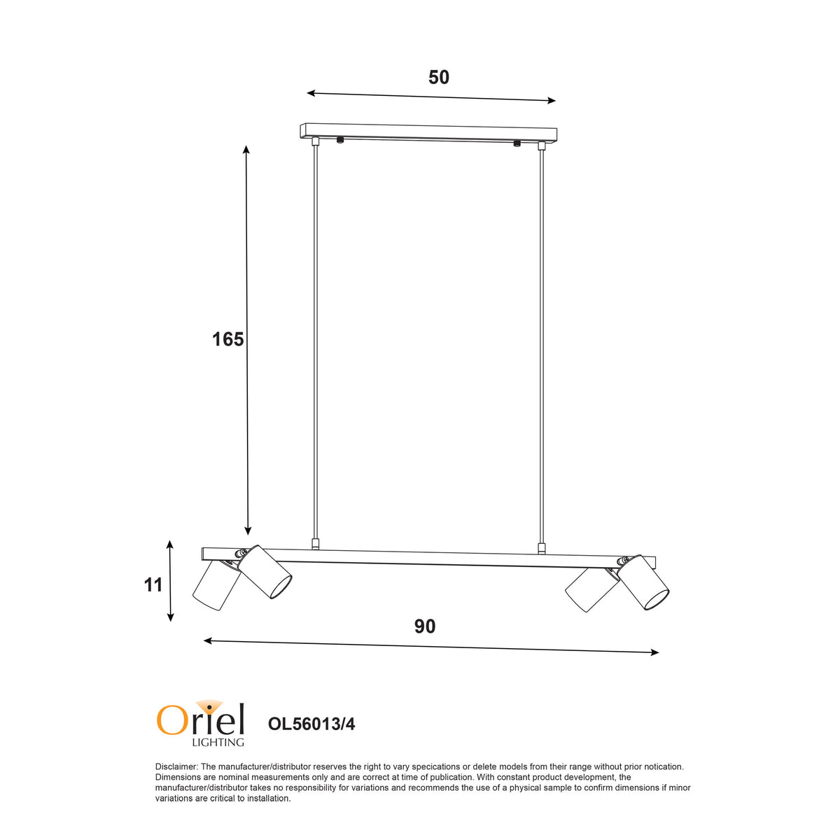 Black and Satin Brass Linear Spotlight Pendant - Bridge 4 Black and Brass