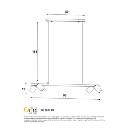 Black Linear Spotlight Pendant - Bridge 4 Black