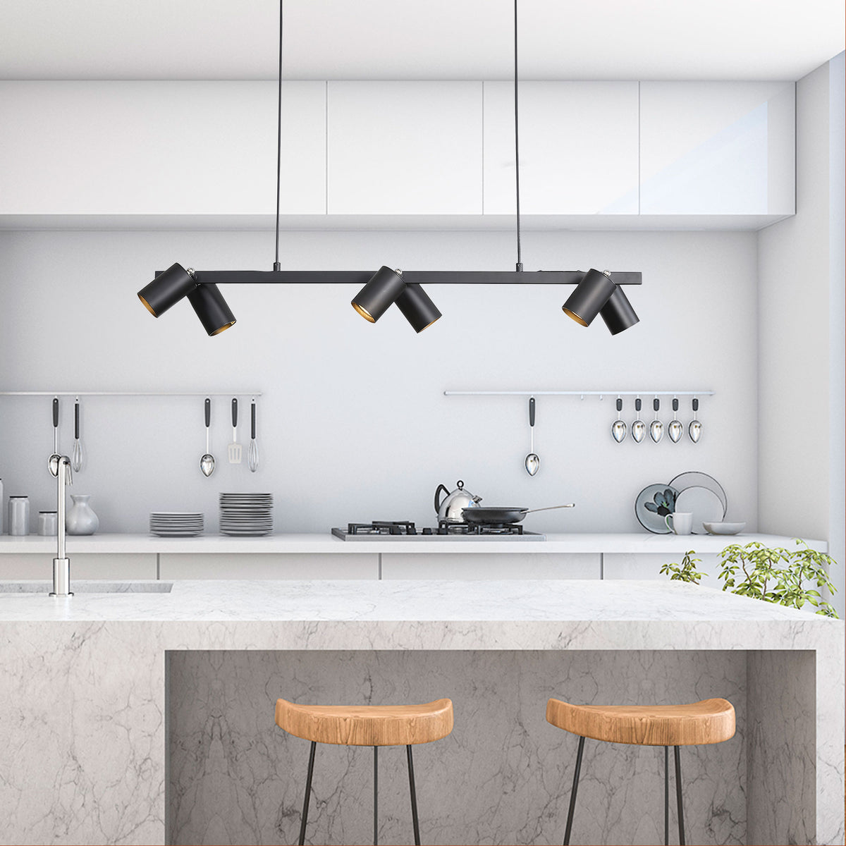 Black Linear Spotlight Pendant - Bridge 6 Black