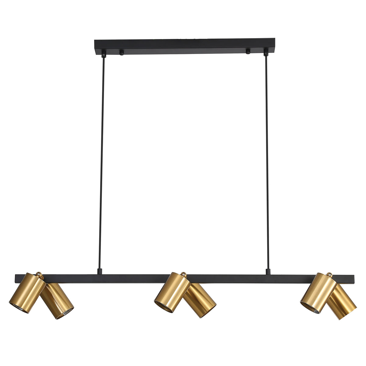 Black and Satin Brass Linear Spotlight Pendant - Bridge 6 Black and Brass