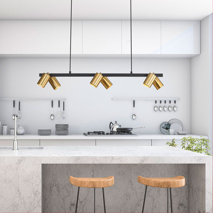 Black and Satin Brass Linear Spotlight Pendant - Bridge 6 Black and Brass