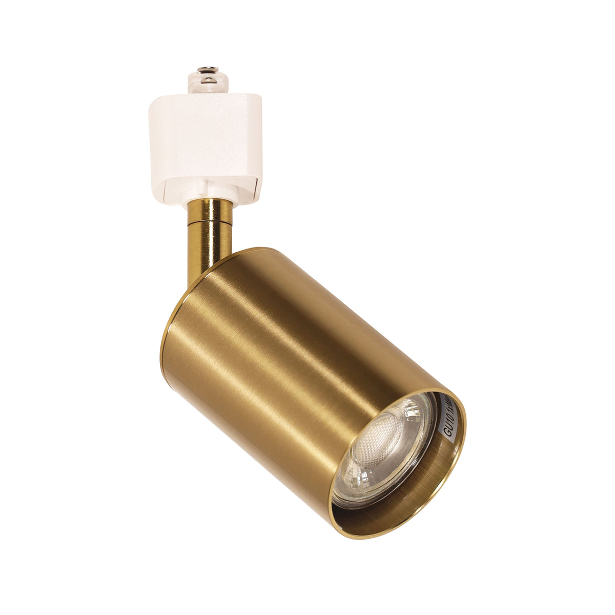 White and Satin Brass GU10 Track Spot - Bridge Track Spot White and Brass