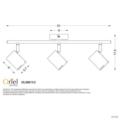 LED Ready Adjustable Spotlight - Baril 3 Light Black