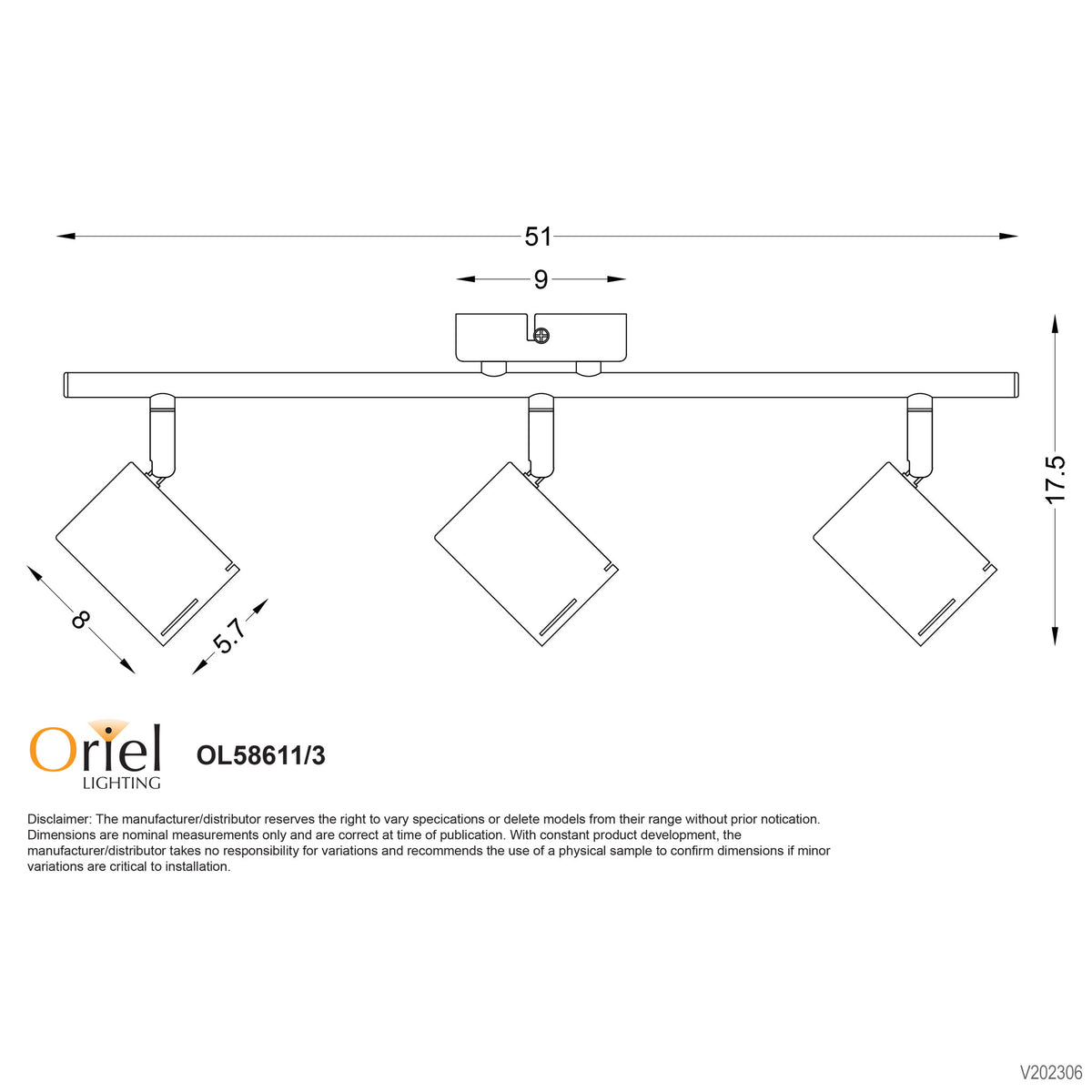 LED Ready Adjustable Spotlight - Baril 3 Light White