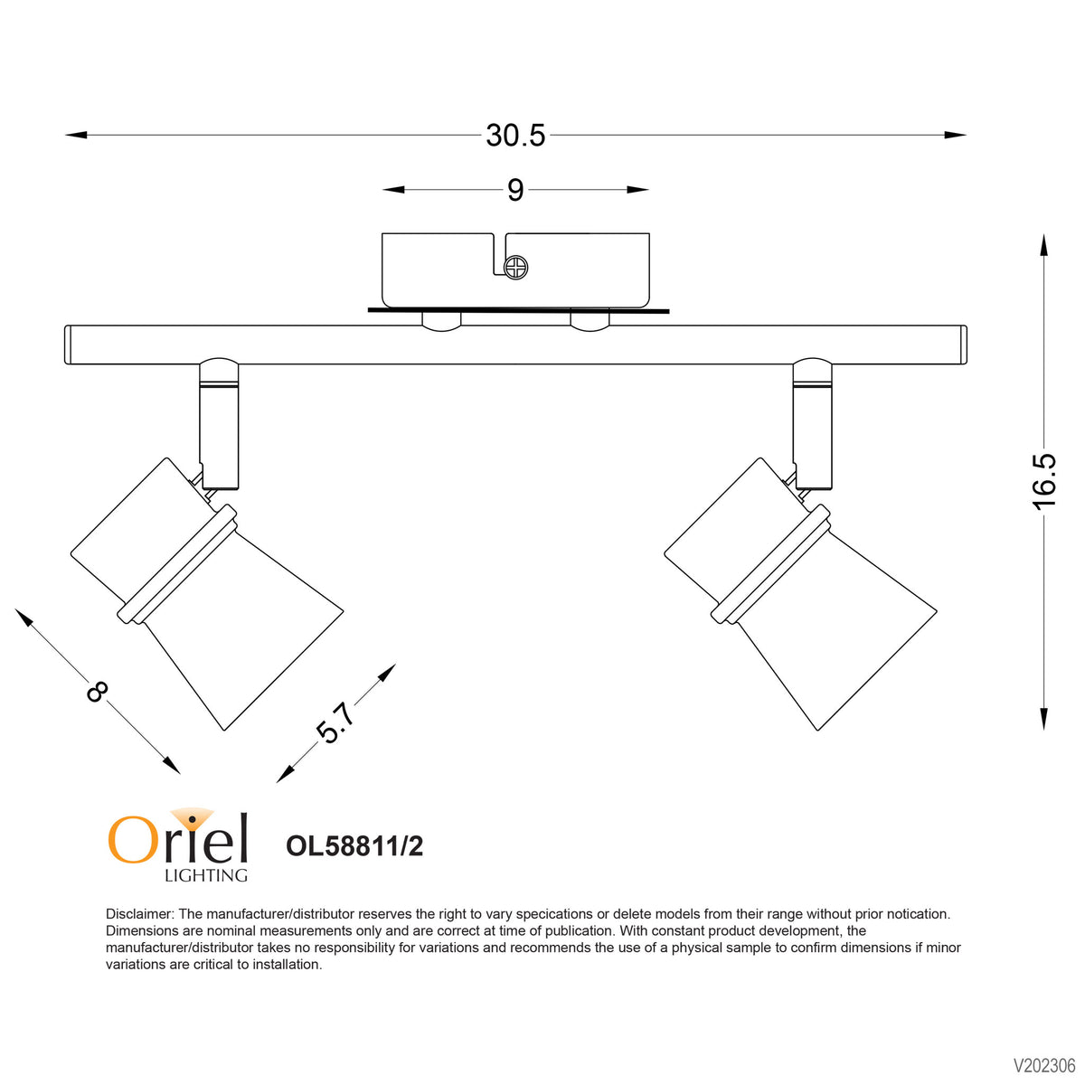 LED Ready Adjustable Spotlight GU10 Black - Yarra 2 Light