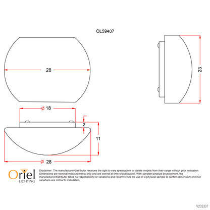 Opal Matt Wall Light 28cm - Elba
