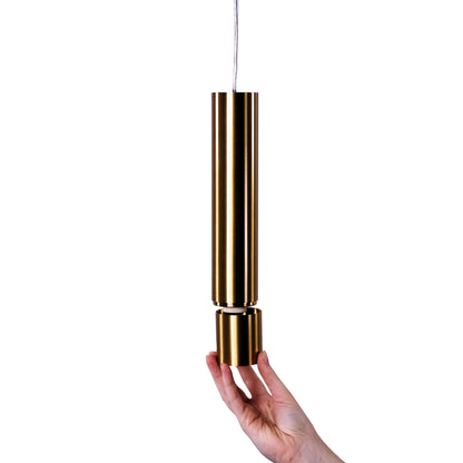 Sleek Cylindrical Pendant - Tig Satin Brass