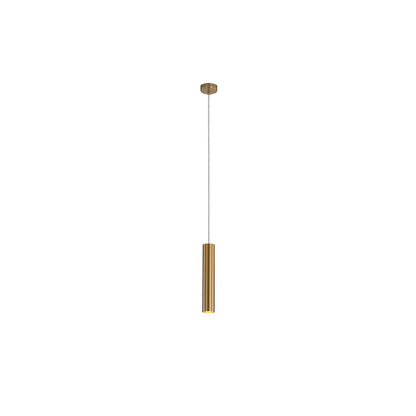 Sleek Cylindrical Pendant - Tig Satin Brass