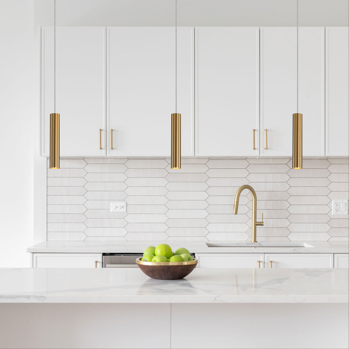 Sleek Cylindrical Pendant - Tig Satin Brass