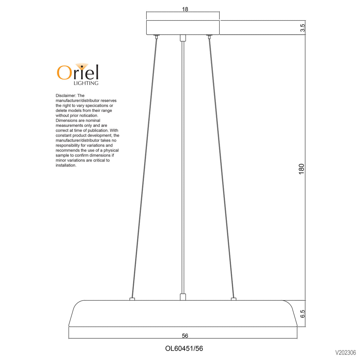 36W Dimmable Tricolour LED Pendant - Madison.56 White