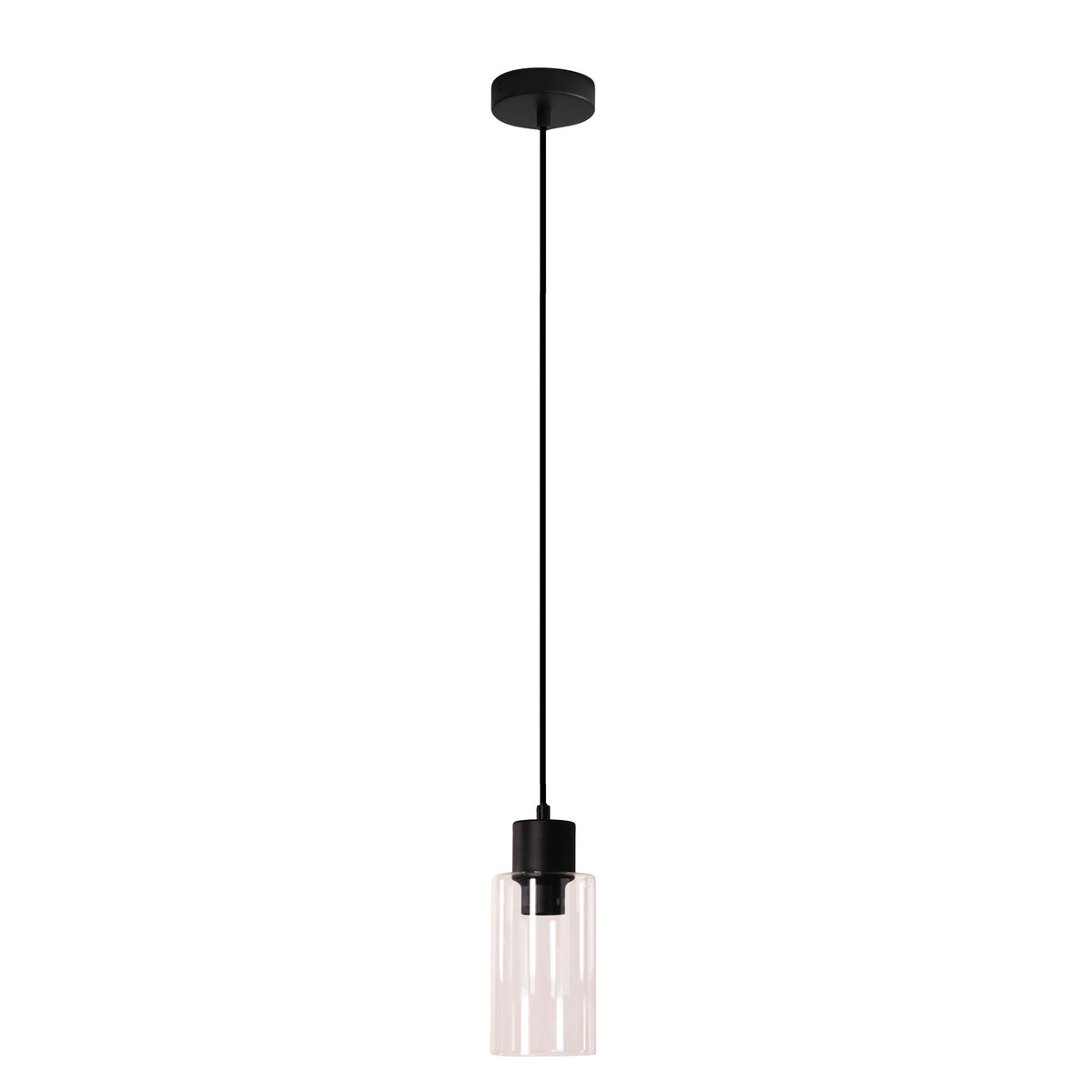 Cylindrical Clear Glass Pendant - Lisa Black/clear