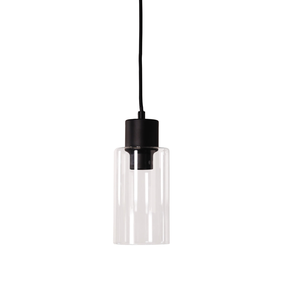 Cylindrical Clear Glass Pendant - Lisa Black/clear