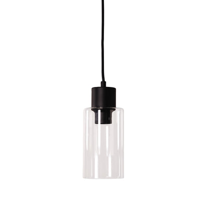 Cylindrical Clear Glass Pendant - Lisa Black/clear