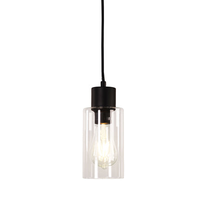 Cylindrical Clear Glass Pendant - Lisa Black/clear