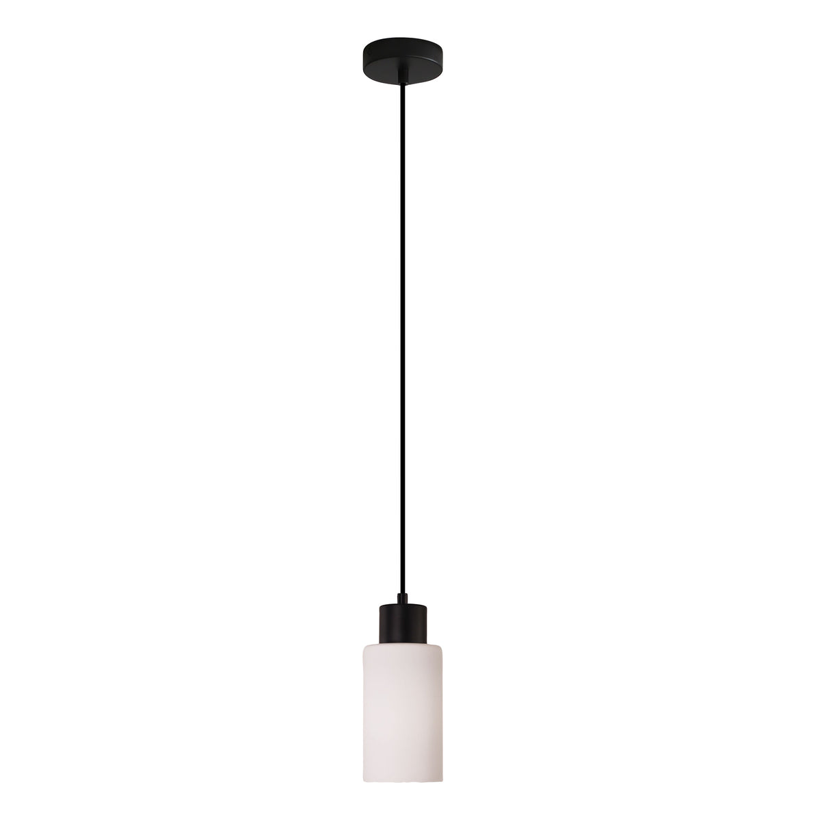 Cylindrical Opal Glass Pendant - Lisa Black/opal