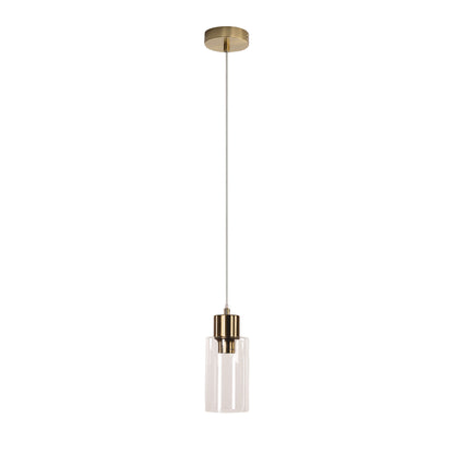 Cylindrical Clear Glass Pendant - Lisa Sat Brass/clear