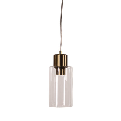 Cylindrical Clear Glass Pendant - Lisa Sat Brass/clear