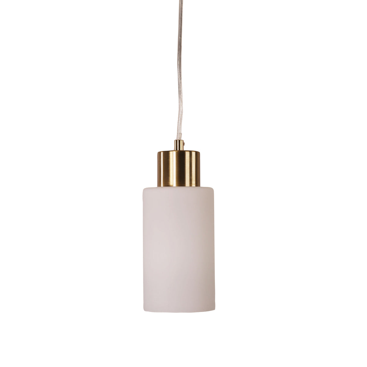 Cylindrical Opal Glass Pendant - Lisa Sat Brass/opal