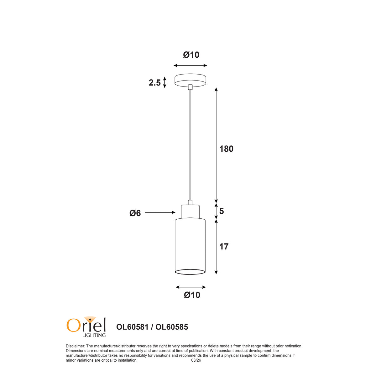 Cylindrical Clear Glass Pendant - Lisa Black/clear