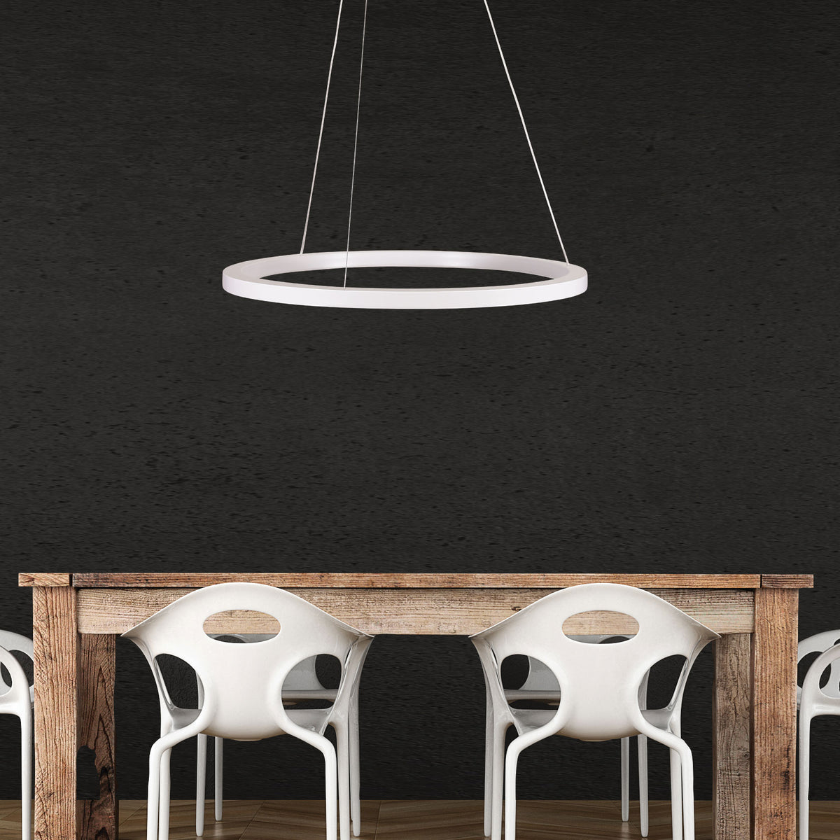 Modern Tricolour LED Halo Pendant - Nebula.60 Cts White