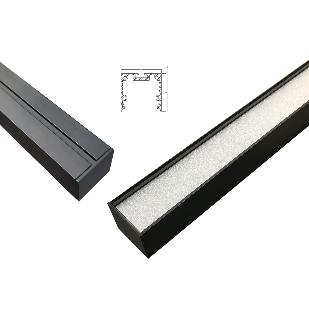 Slimline Tricolour LED Linear Pendant - Shard.1500 Black