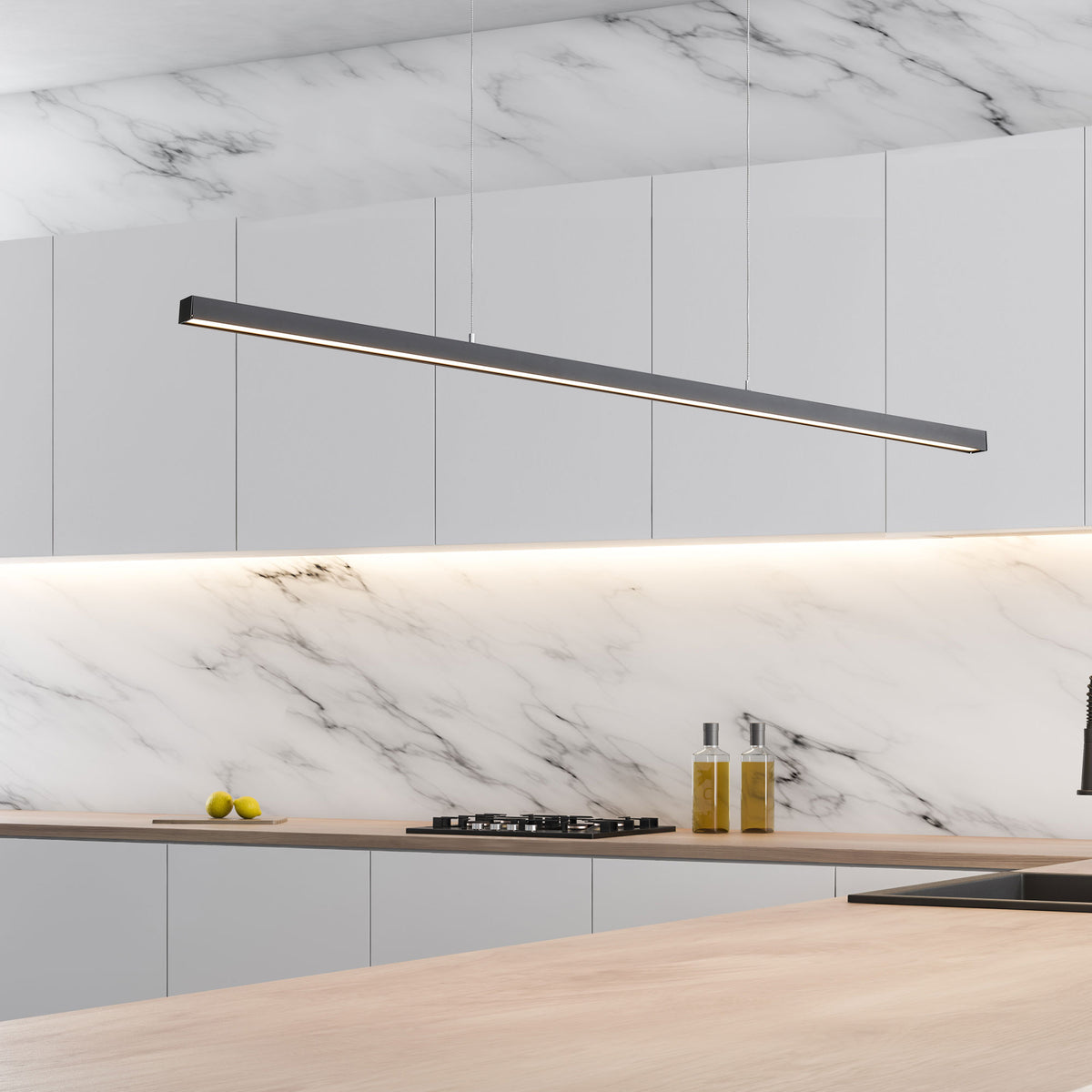 Slimline Tricolour LED Linear Pendant - Shard.1200 Black