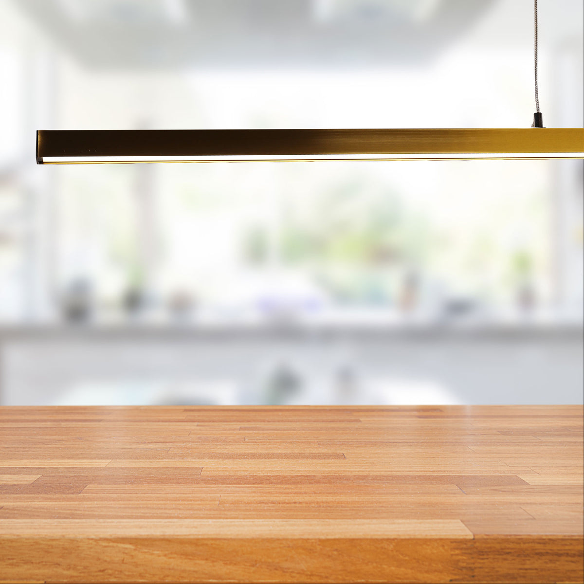 Slimline Tricolour LED Linear Pendant - Shard.1500 Satin Brass