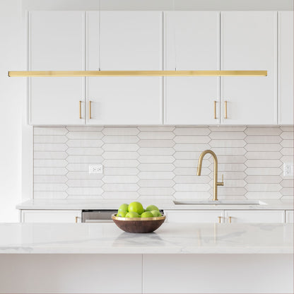 Slimline Tricolour LED Linear Pendant - Shard.1500 Satin Brass