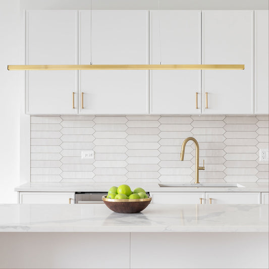 Slimline Tricolour LED Linear Pendant - Shard.1500 Satin Brass