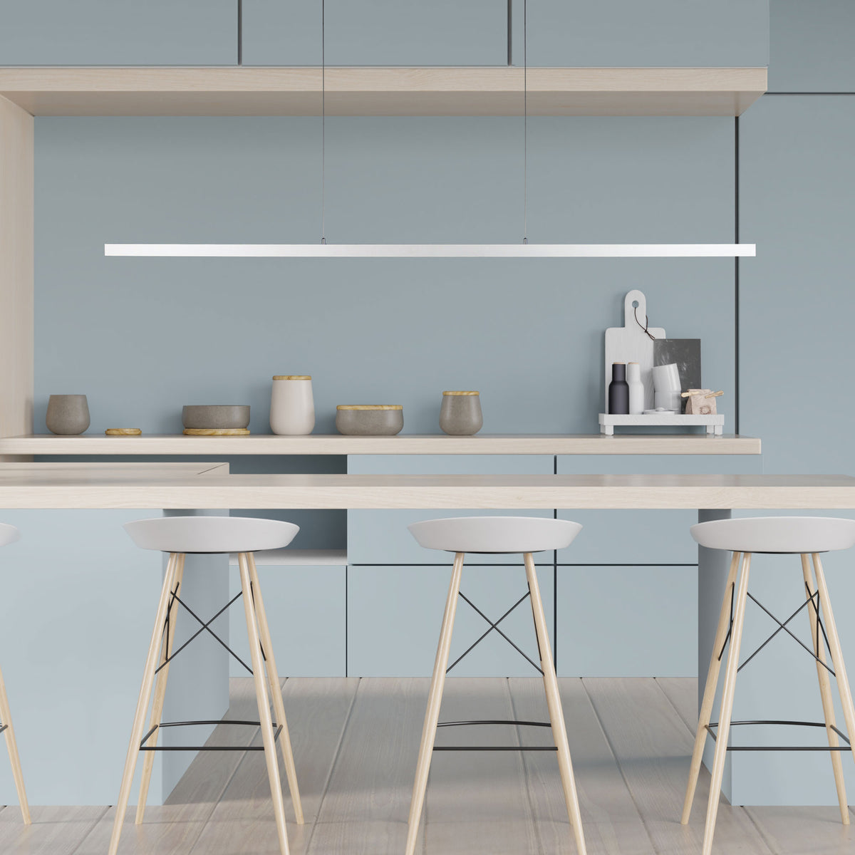 Slimline Tricolour LED Linear Pendant - Shard.1500 White
