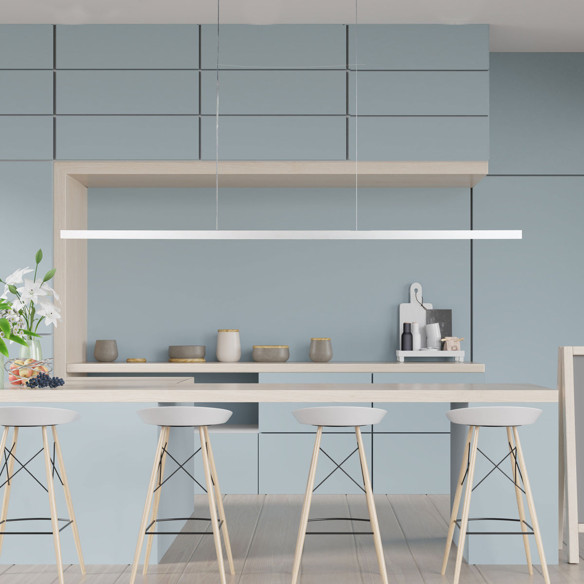 Slimline Tricolour LED Linear Pendant - Shard.1800 White Cts New