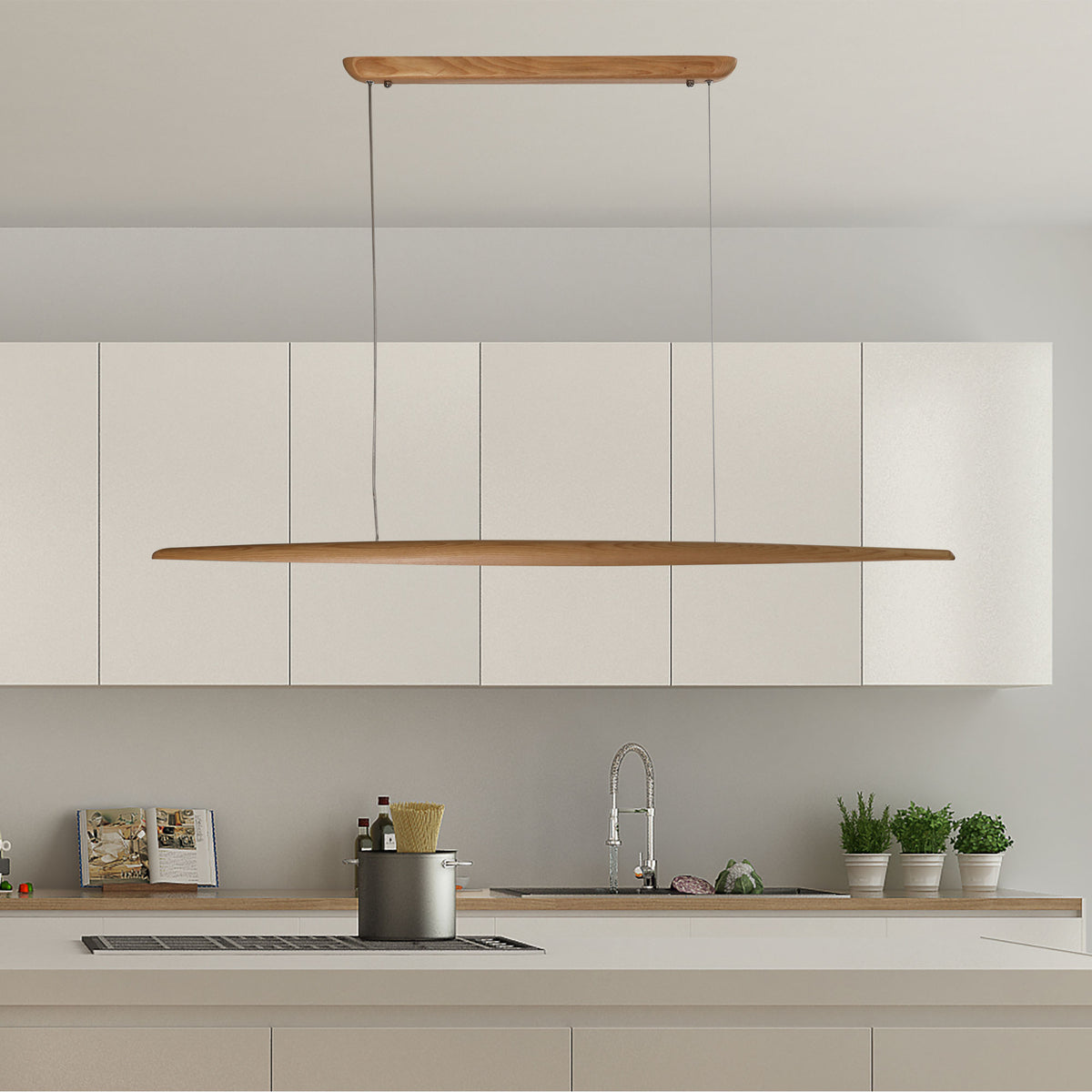 Ash Wood Tricolour LED Linear Pendant - Eastoft