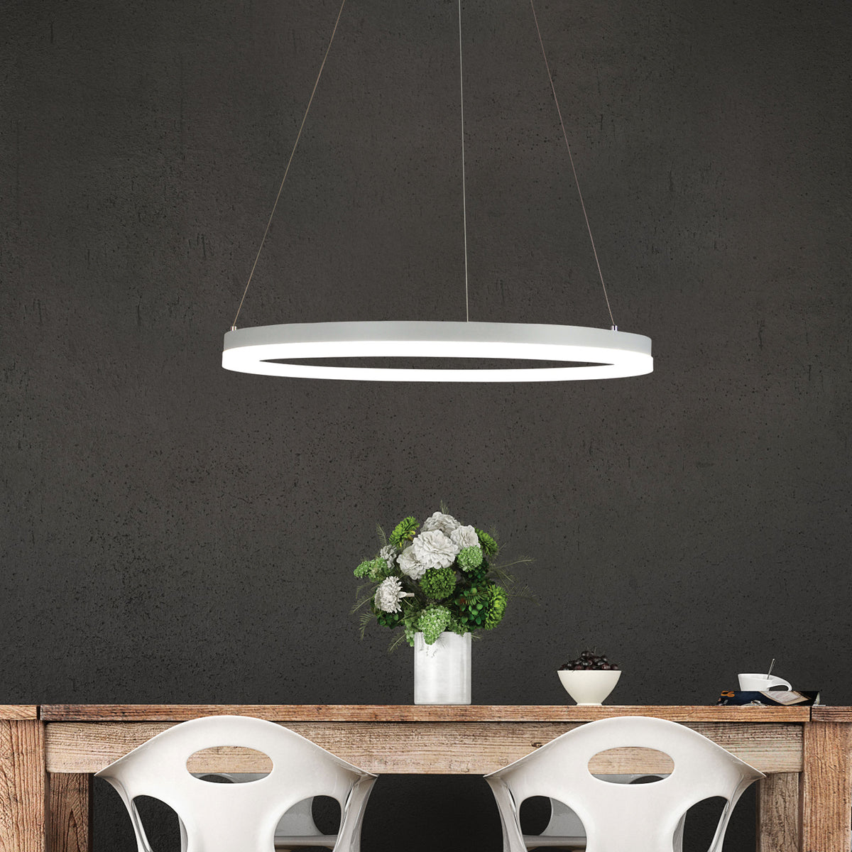 Modern Tricolour LED Halo Pendant - Cronus.60 White