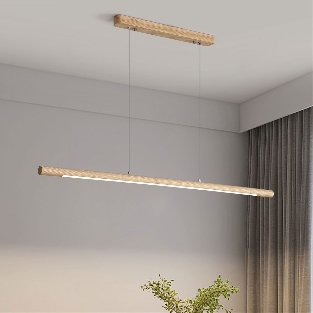 Ash Wood Tricolour LED Linear Pendant - Caber