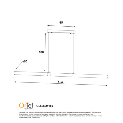 Opal Matt Tricolour LED Linear Pendant - Kallita Satin Brass