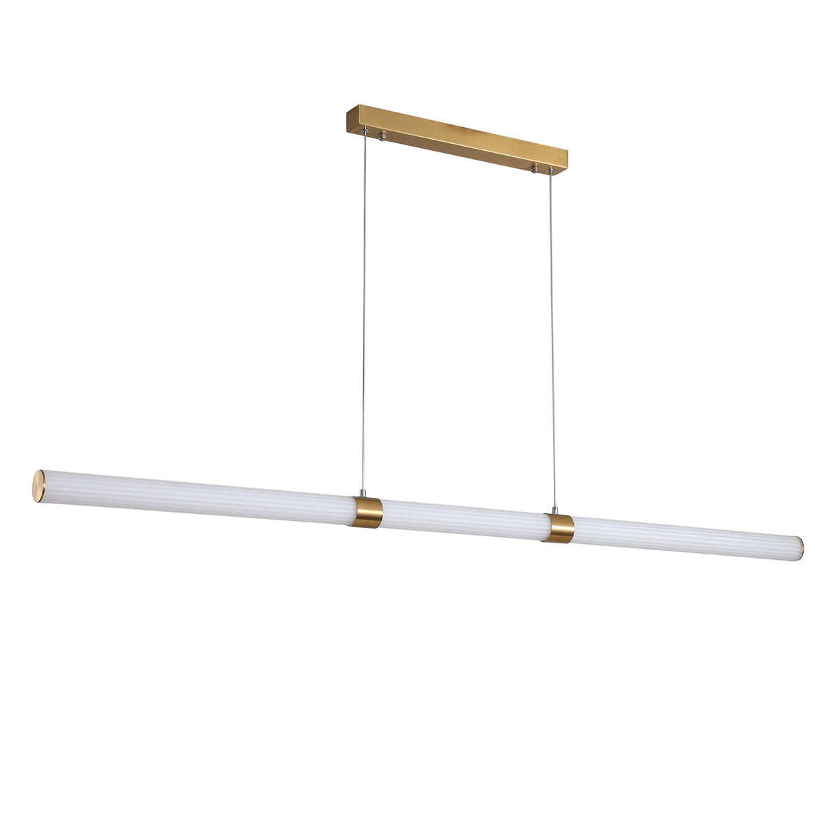 Ribbed Tricolour LED Linear Pendant - Maxwell Satin Brass