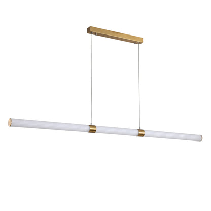 Ribbed Tricolour LED Linear Pendant - Maxwell Satin Brass