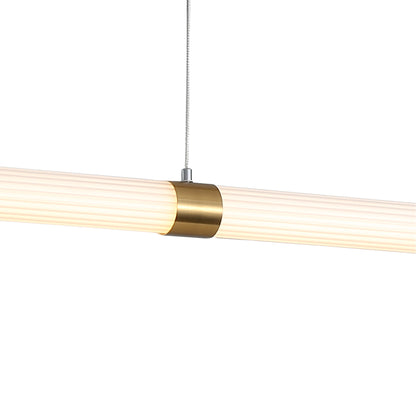 Ribbed Tricolour LED Linear Pendant - Maxwell Satin Brass