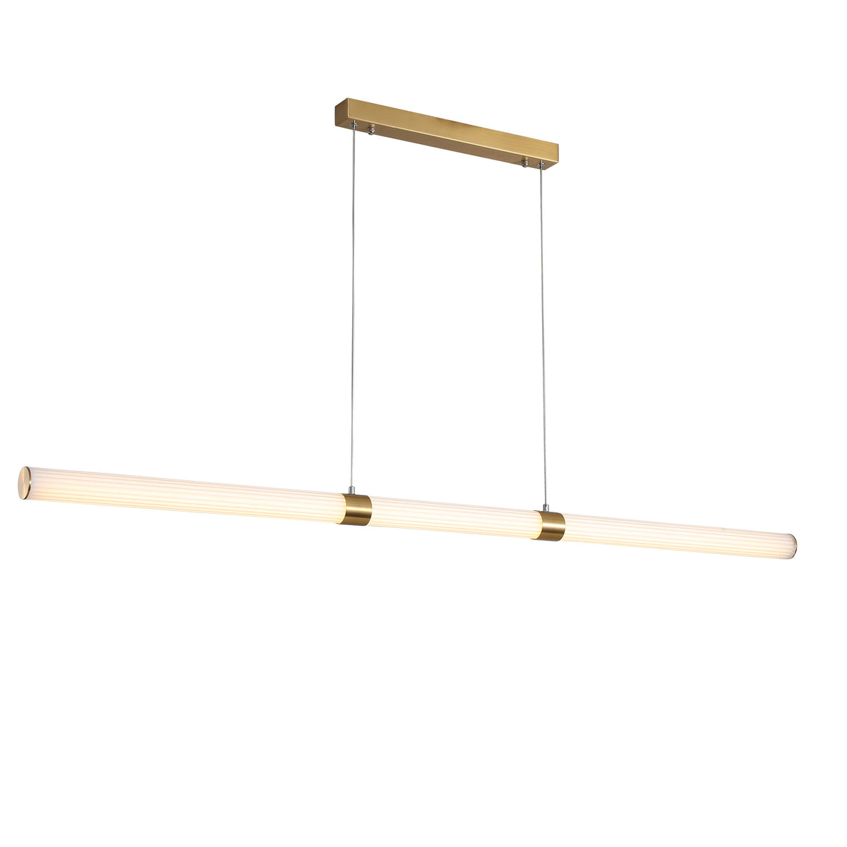 Ribbed Tricolour LED Linear Pendant - Maxwell Satin Brass