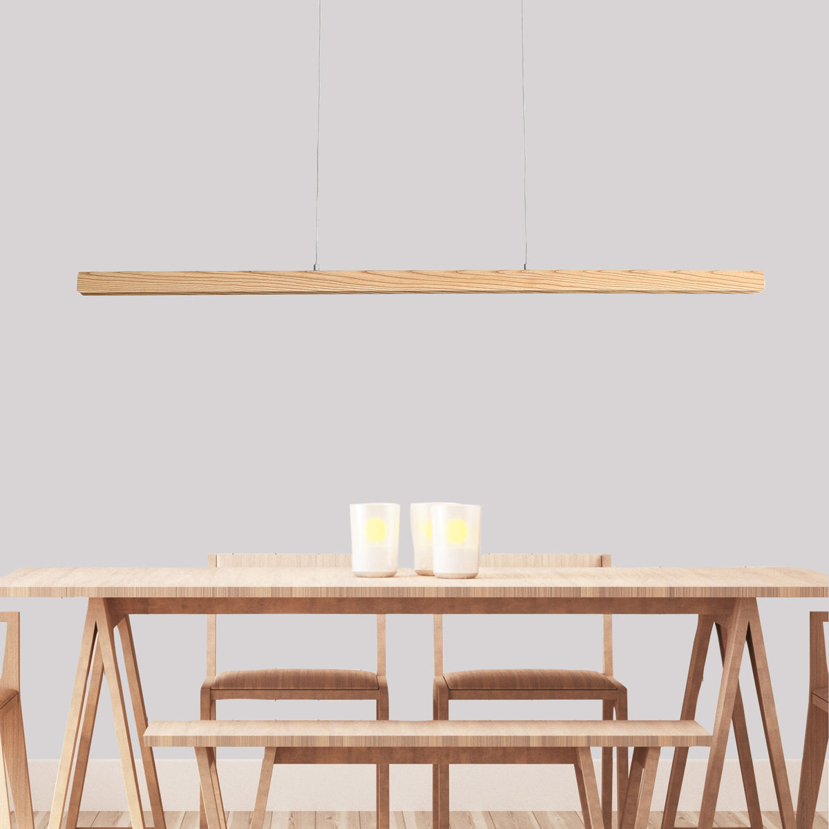 Ash Wood Tricolour LED Linear Pendant - Kerf.150