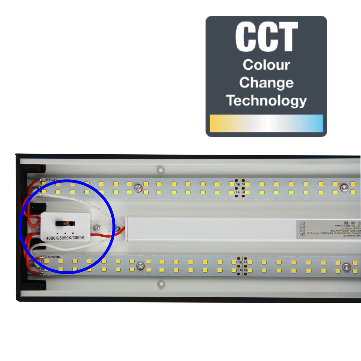 50W Tricolour LED Surface Mount Linear Light - Vana 150 CTS Black