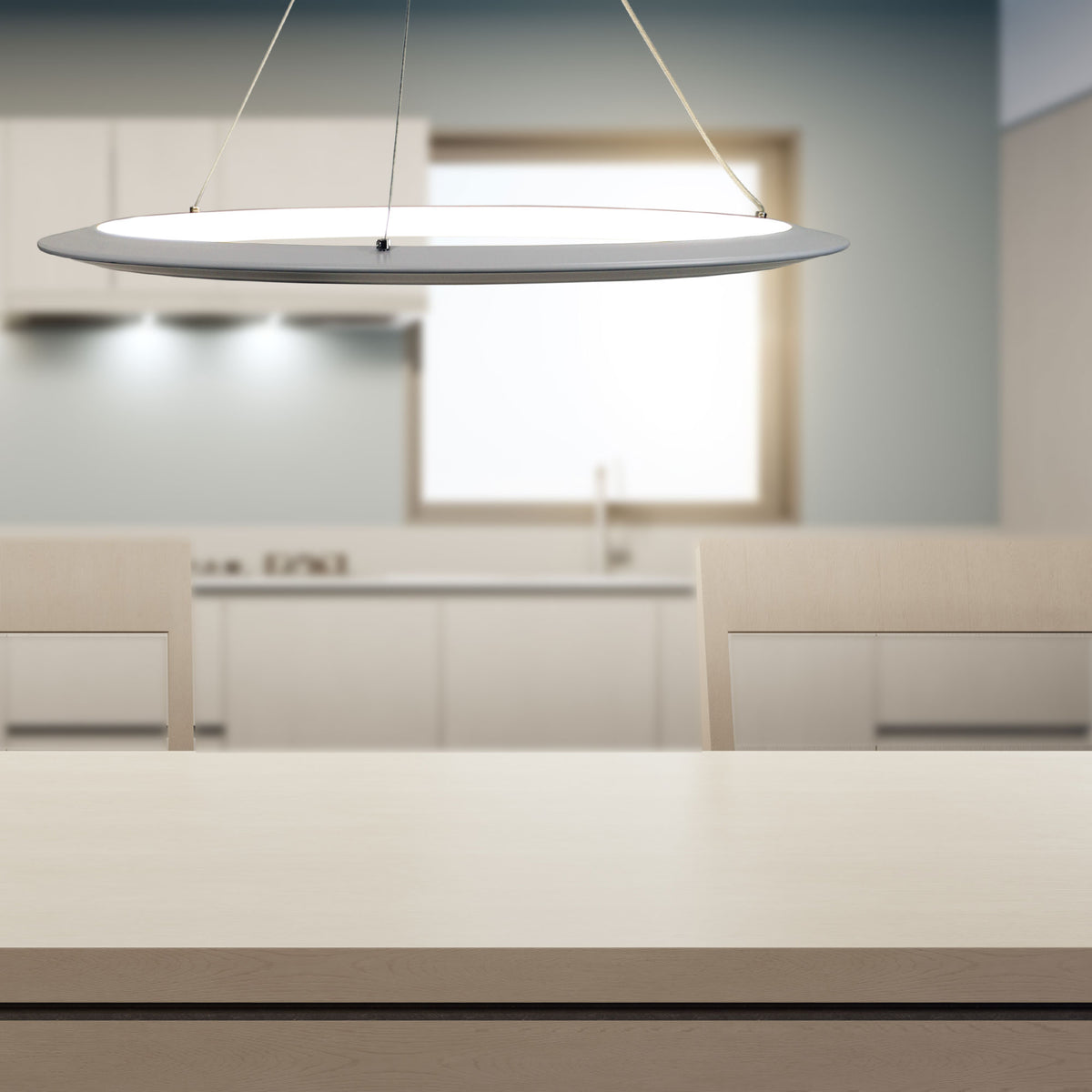 Modern Tricolour LED Halo Pendant - Saturn.60 White