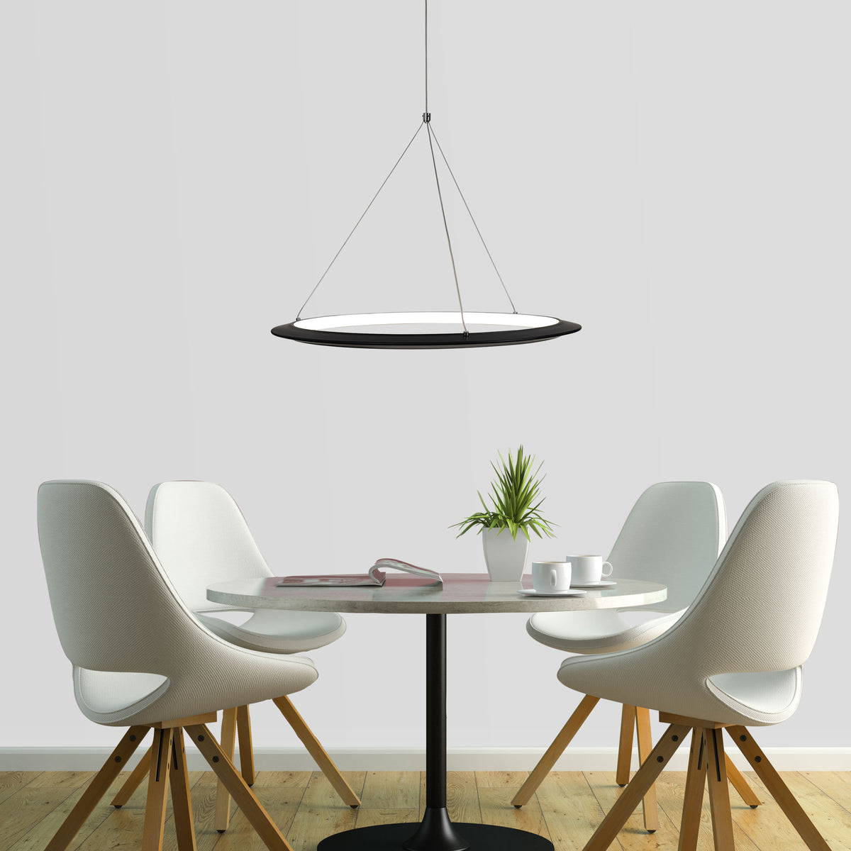 Modern Tricolour LED Halo Pendant - Saturn.60 Black