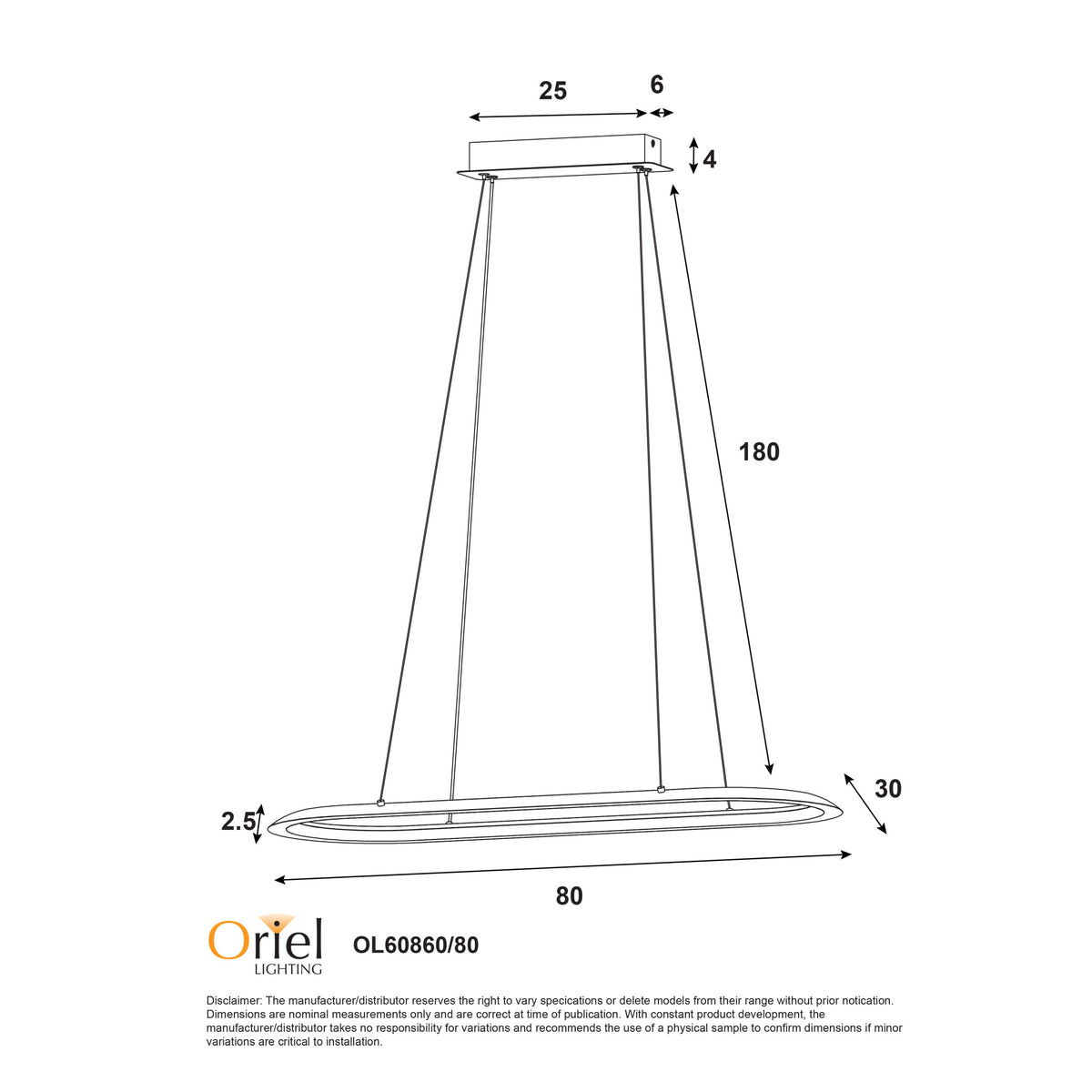 Tricolour LED Pendant - Ovale White