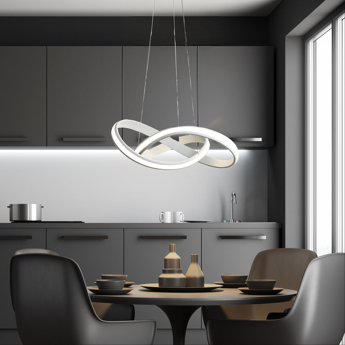 Tricolour LED Pendant - Spira White