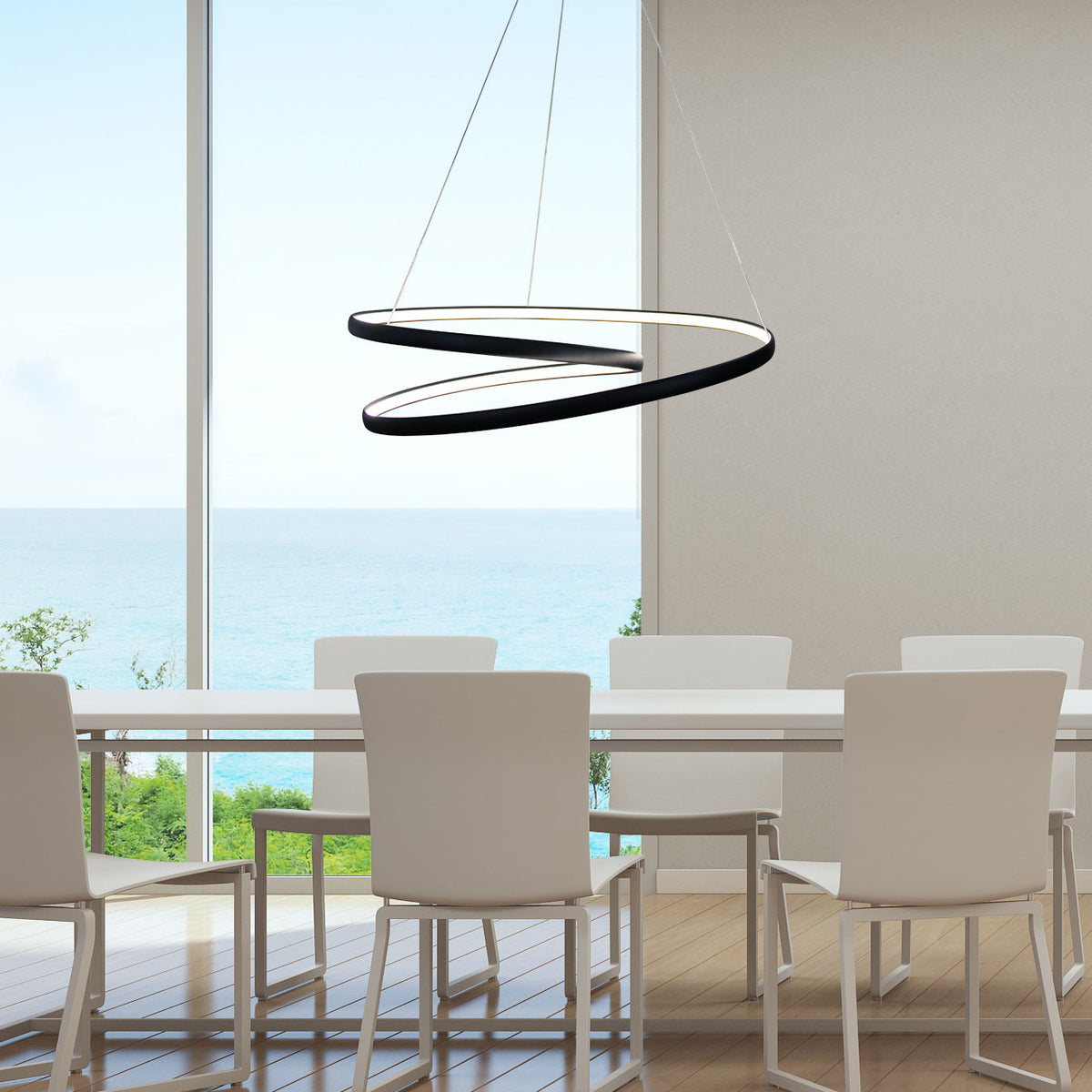 Modern Tricolour LED Spiral Pendant - Infinity Cts Black
