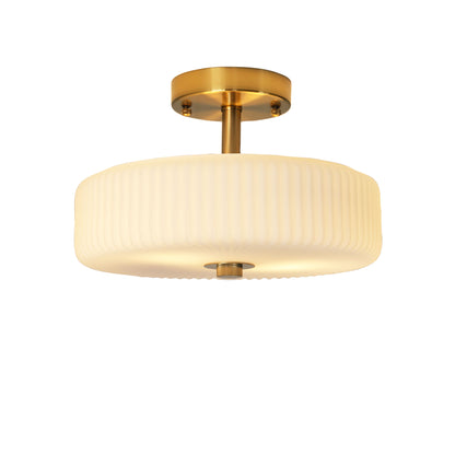 Ribbed Glass Ctc Pendant - Worth Satin Brass