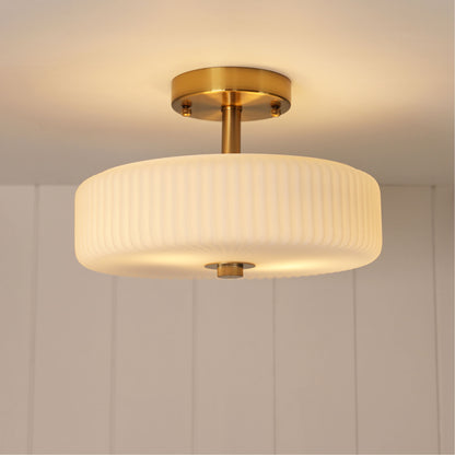 Ribbed Glass Ctc Pendant - Worth Satin Brass